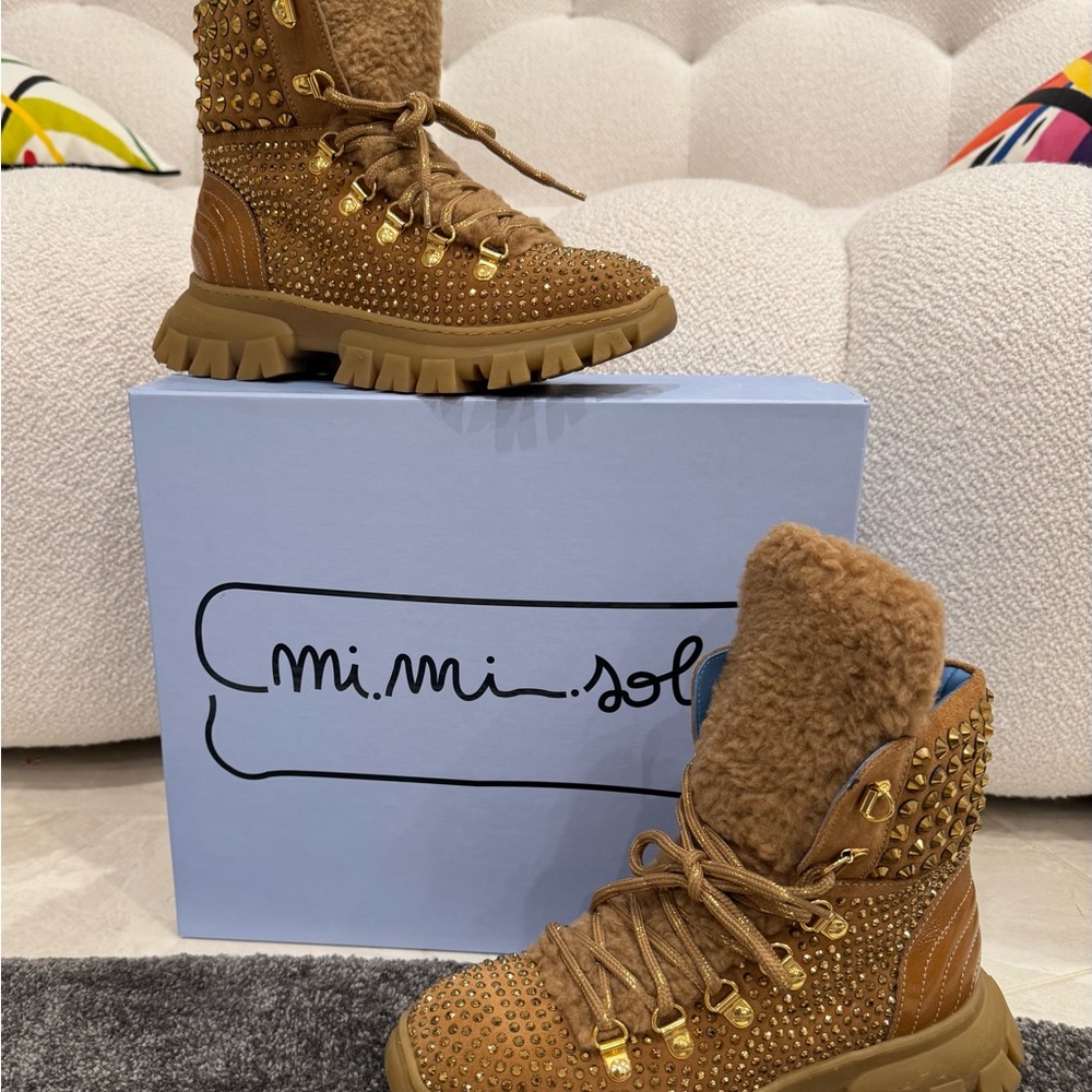 Mi Mi Sol Brown Studded Boots